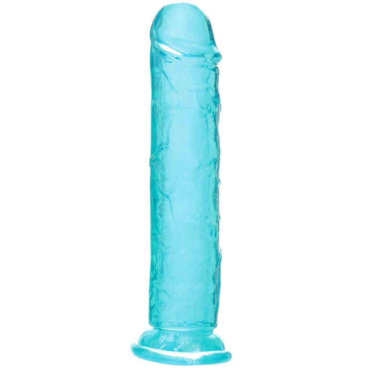 Adam & Eve Crystal Gem Dildo in Emerald, a jewel-toned TPE dildo with textured shaft and suction cup base